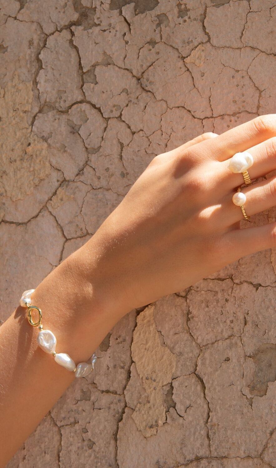 Pulsera Plata Dorada Perlas Barrocas