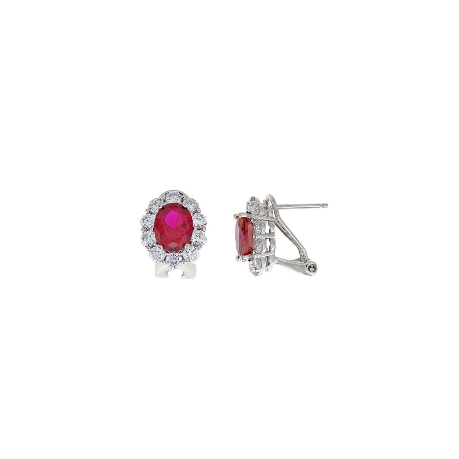 ​PENDIENTES PLATA RODIO OVALO CIRCONITA RUBI