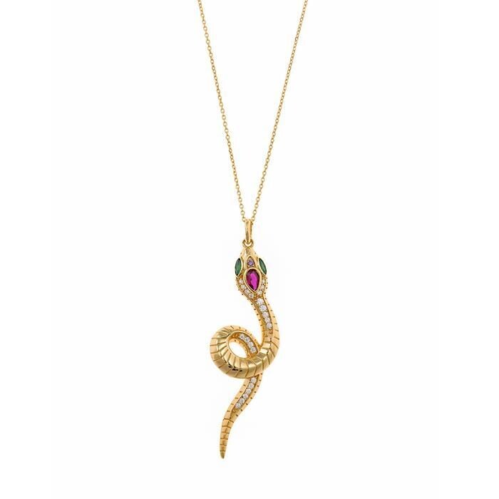 Gargantilla Salvatore Serpiente Plata Baño Oro y Circonitas Multicolor