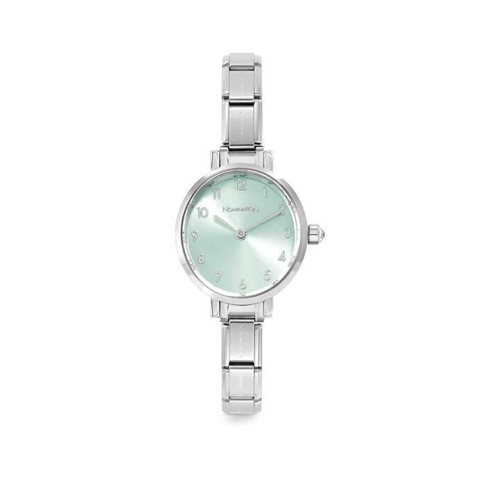 Reloj PARIS OVAL con circonitas con base acero Verde Azulado
