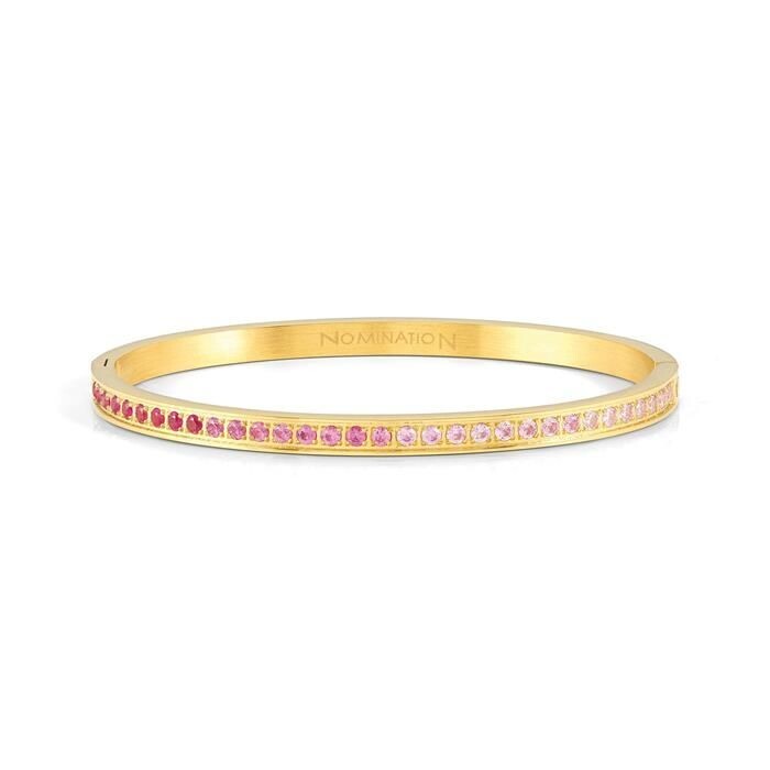 Pulsera Rígida Nomination Pretty Bangles Acero Baño Oro y Circonitas Rosa