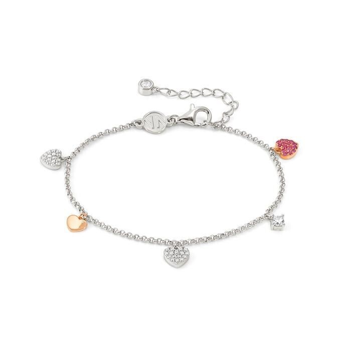 Pulsera Nomination Lucentissima Corazones Plata y Baño Rosa, Circonitas blancas y Fucsia