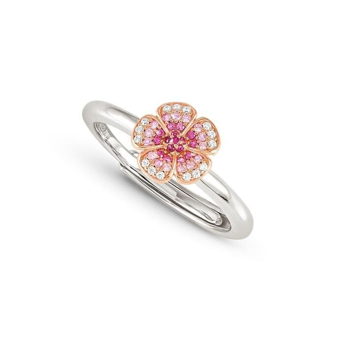 Anillo Nomination Crysalis Plata Flor Circonitas Rosas, Blancas y Fucsia