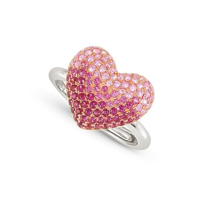 Anillo Nomination Crysalis Plata Corazón Circonitas Rosas, Blancas y Fucsia