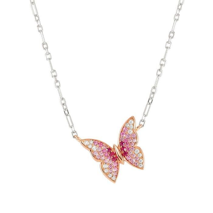 Collar  Nomination Crysalis Plata y Mariopsa Circonitas Rosa, Fucsia y Blanco