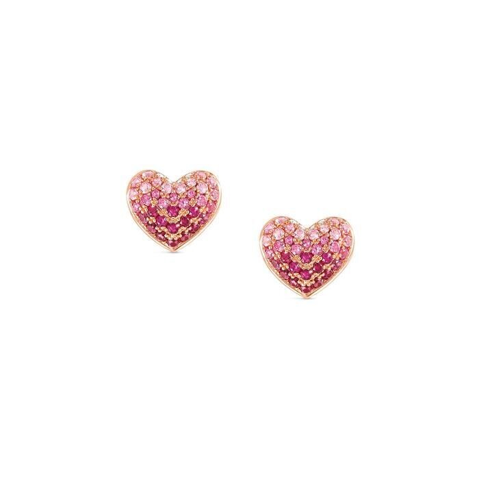 Pendientes Nomination Crysalis Corazón Plata y Circonitas Rosa, Fucisa y Blanco