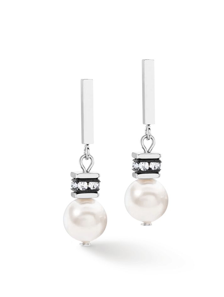 PENDIENTES COEUR DE LION   ICÓNICOS DE MEZCLA DE PERLASPLATA-BLANCO