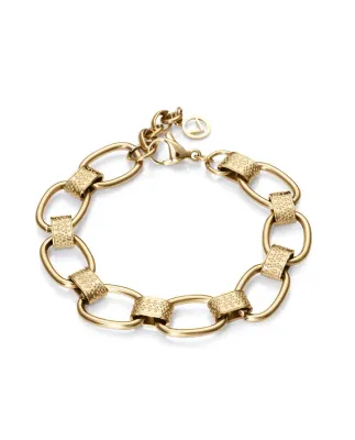 Pulsera eslabones grandes en Ip dorado, de mujer largo 17,5 + 2 cm extensión.