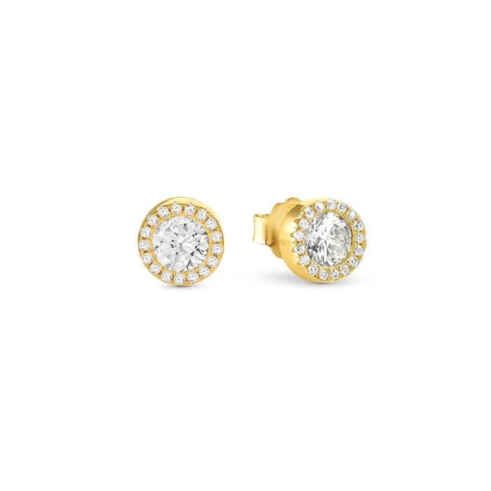 Pendientes Nomination SeiDivina Círculo Plata Baño Oro y Circonitas Blancas