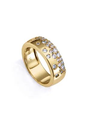 Anillo de plata de primera ley con baño de oro con circonitas