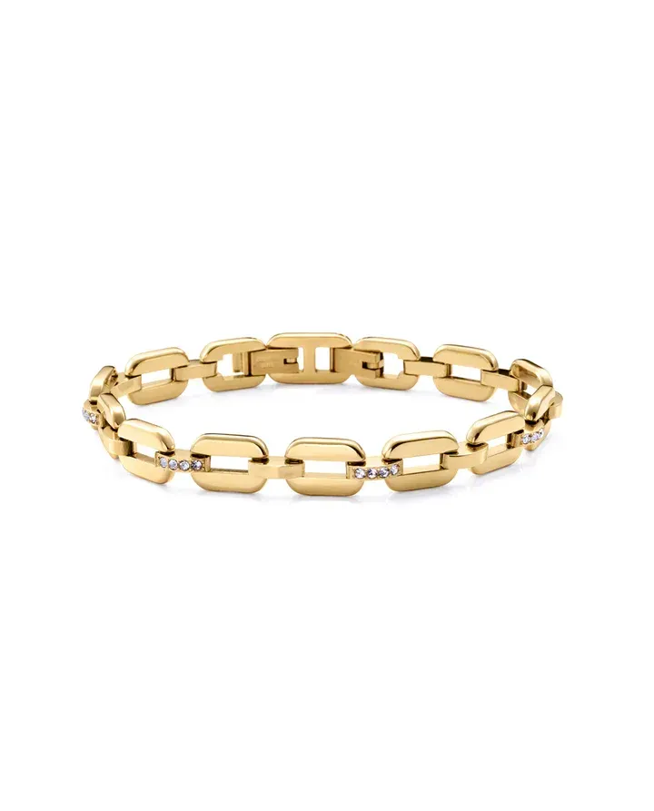 Pulsera de mujer de acero Ip dorado y eslabones