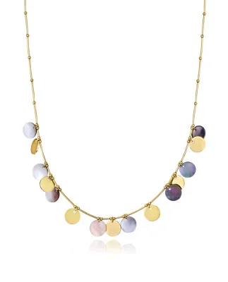 Collar de de mujer de acero Ip dorado y madre perla