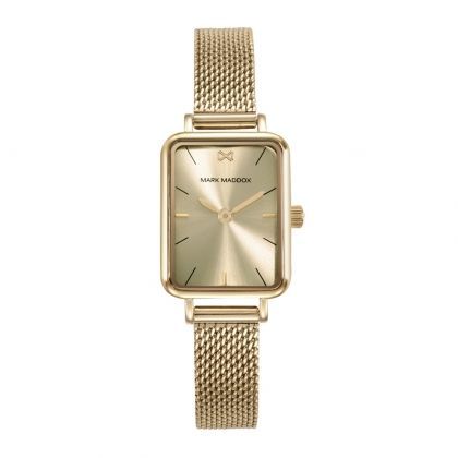 Reloj caja de acero Ip dorado y malla milanesa de acero Ip dorado con movimiento cuarzo