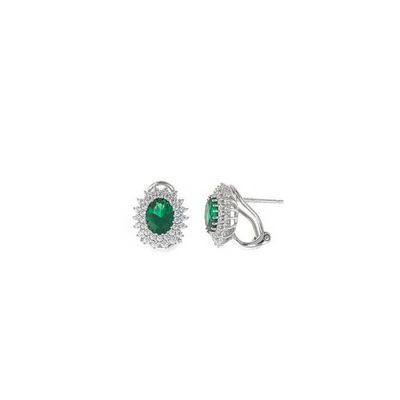 Pendientes Salvatore Legacy Plata Baño Rodio y Circonitas blancas y Verde