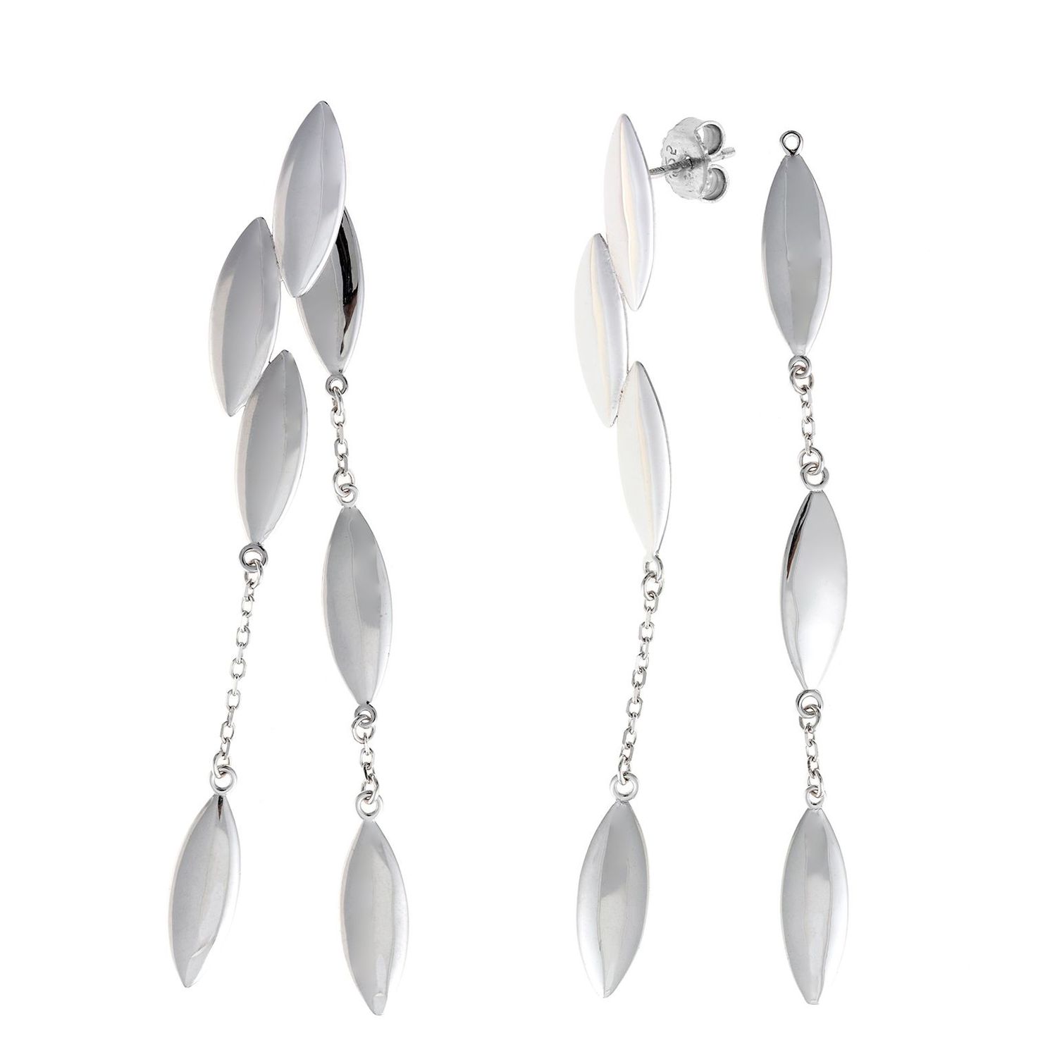 PENDIENTES PLATA 925 RODIO OVALOS LISOS CON CADENA