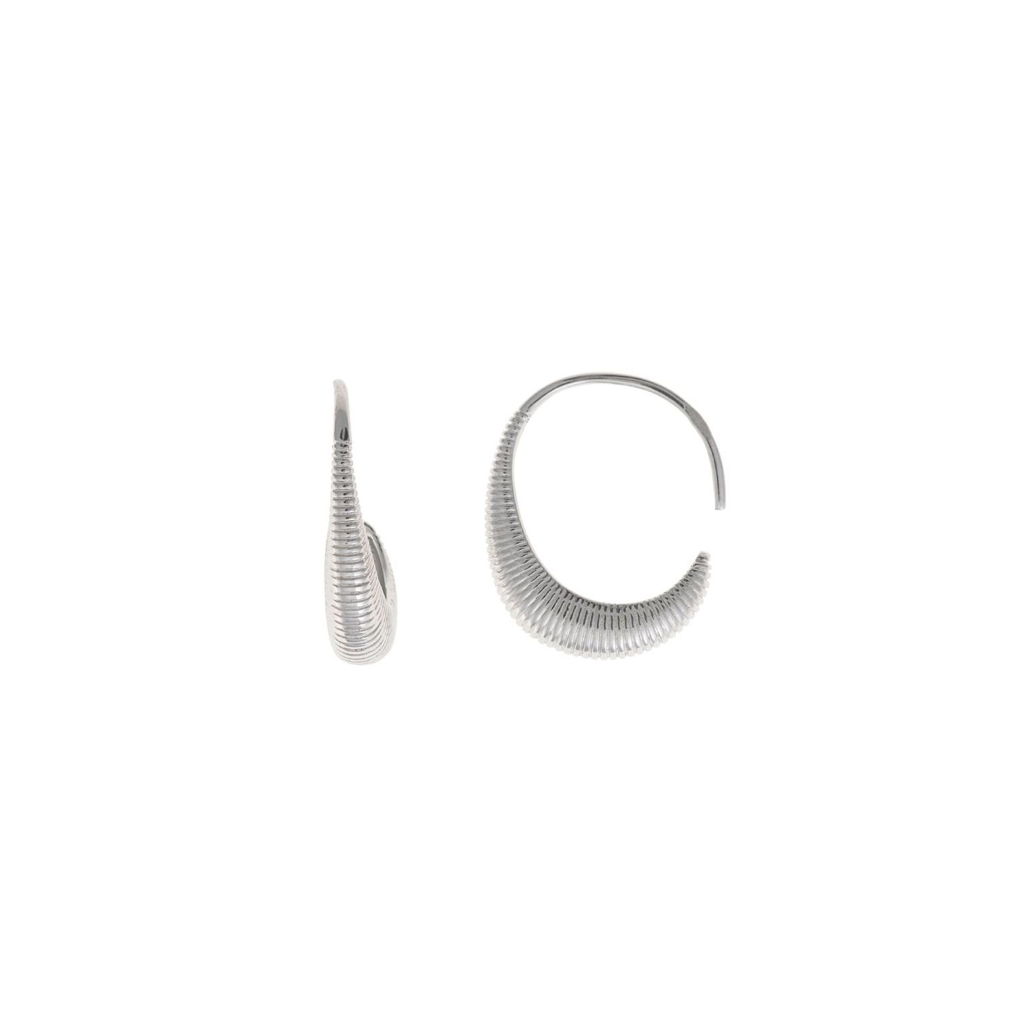 ​PENDIENTES PLATA RODIO ARO ESTRIADO GANCHO