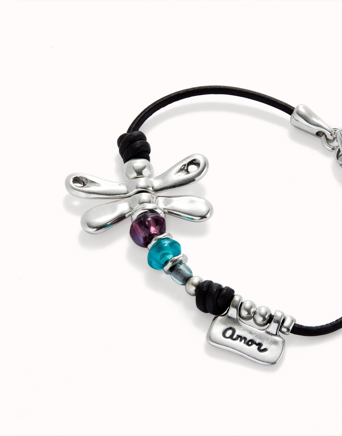 Pulsera con libélula bañada en plata de ley y cristales