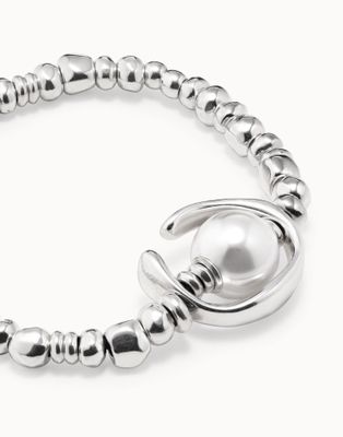 Pulsera bañada en plata de ley con perla