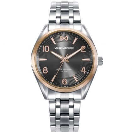 Reloj caja bicolor de acero e Ip rosa 5 atm y brazalete acero con movimiento cuarzo