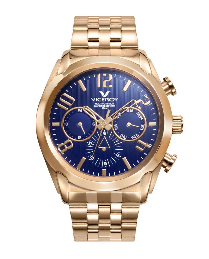 Reloj de hombre Magnum multifunción de acero Ip dorado