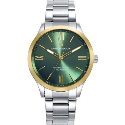 Reloj caja bicolor de acero e Ip dorado 10 atm y brazalete de acero con movimiento cuarzo