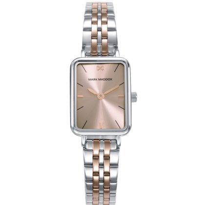 Reloj caja de acero y brazalete bicolor de acero e Ip rosa con movimiento cuarzo