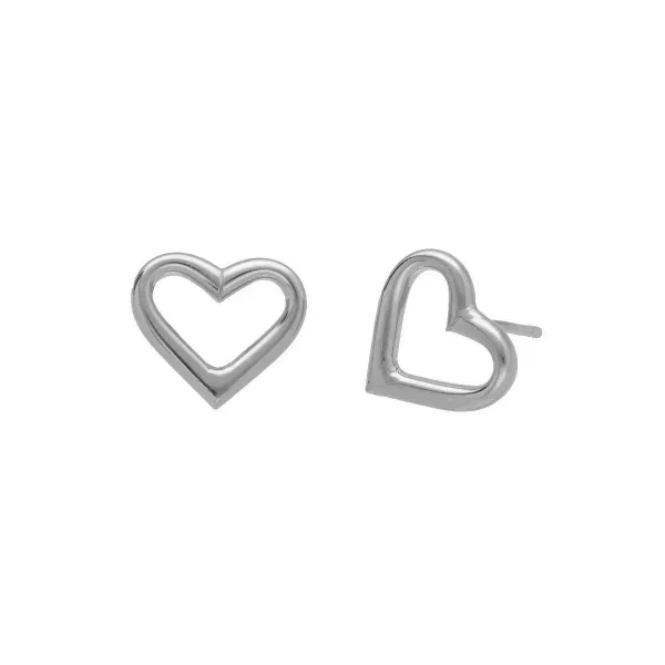 Pendientes Pegados Silueta Corazón Elaborados en Plata Victoria Cruz