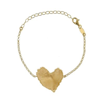 PULSERA VICTORIA CRUZ PLATA DE LEY DORADA CORAZON TEXTURA
