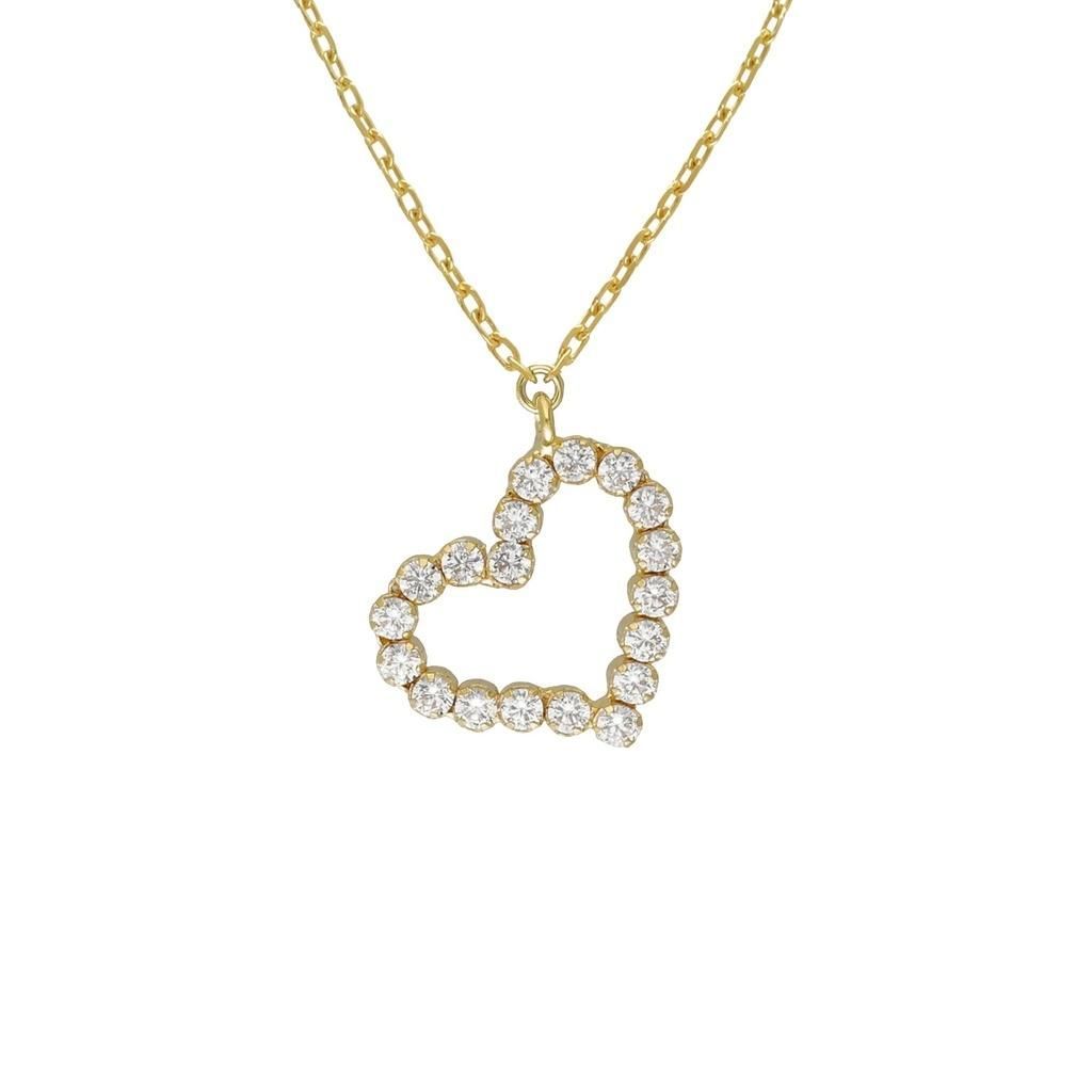 COLLAR VICTORIA CRUZ PLATA DE LEY DORADO CORAZON CRISTAL