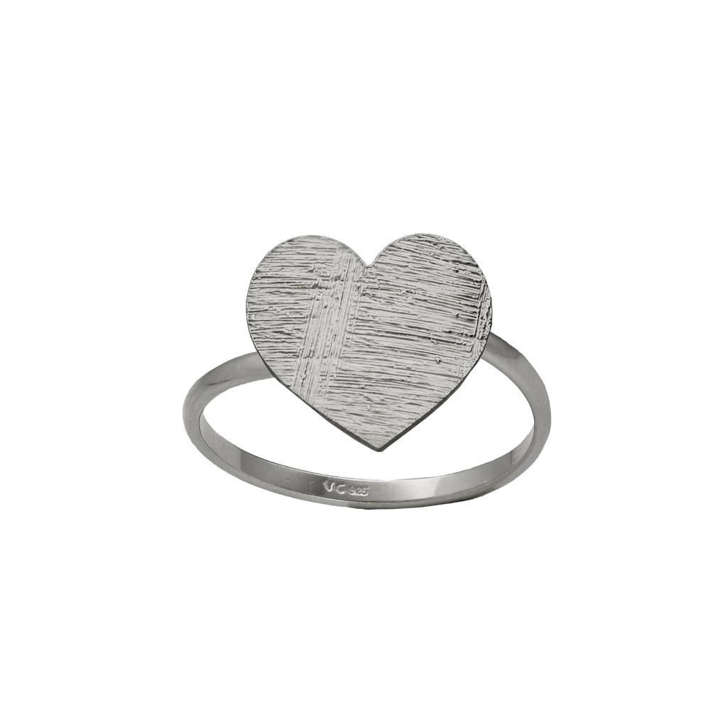 ANILLO VICTORIA CRUZ PLATA DE 1º LEY CORAZON TEXTURA AJUSTABLE
