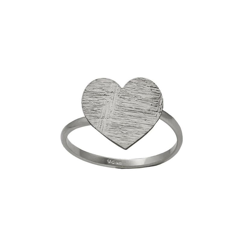 ANILLO VICTORIA CRUZ PLATA DE 1º LEY CORAZON TEXTURA AJUSTABLE