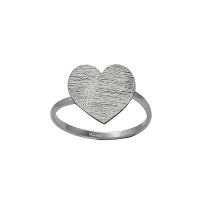 ANILLO VICTORIA CRUZ PLATA DE 1º LEY CORAZON TEXTURA AJUSTABLE