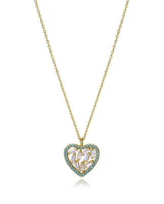 Collar de plata de primera ley con baño de oro con corazón