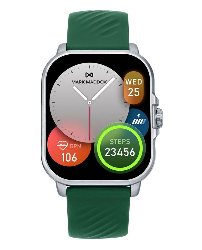 Reloj Smart de policarbonato con correa de silicona verde