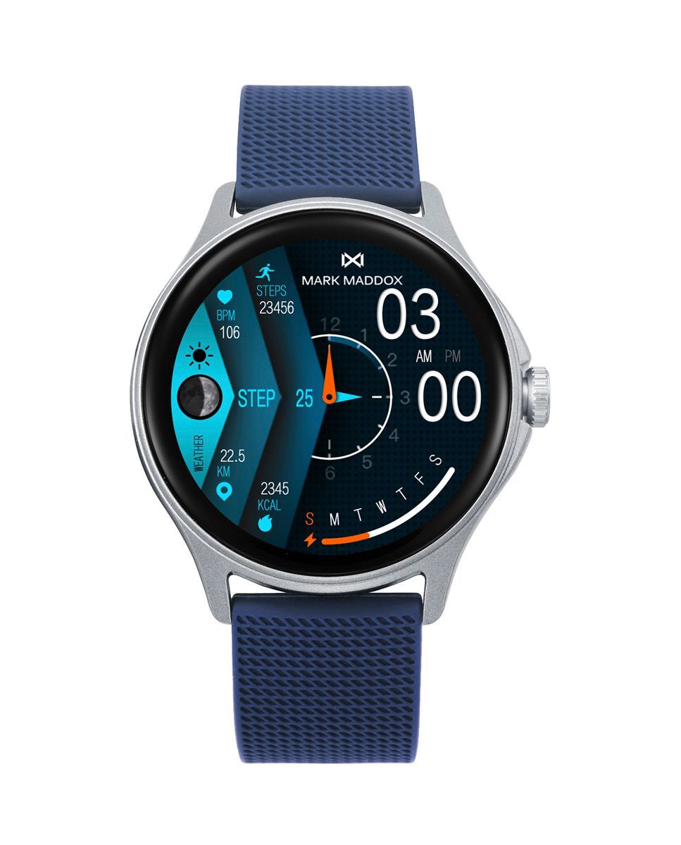 Reloj Smart de policarbonato con correa de silicona azul