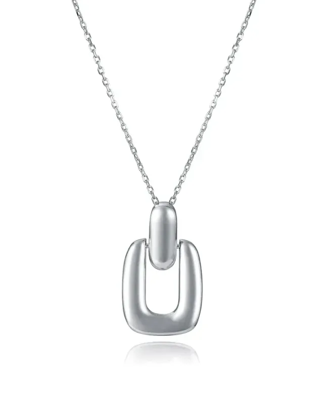 Collar de plata de primera ley con baño de rodio con colgante