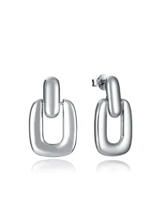 Pendientes de plata de primera ley con baño de rodio con forma rectangular Pendientes de plata de primera ley con baño de rodio con forma rectangular