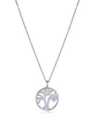 Collar de plata de primera ley con baño de rodio y colgante del arbol de la vida