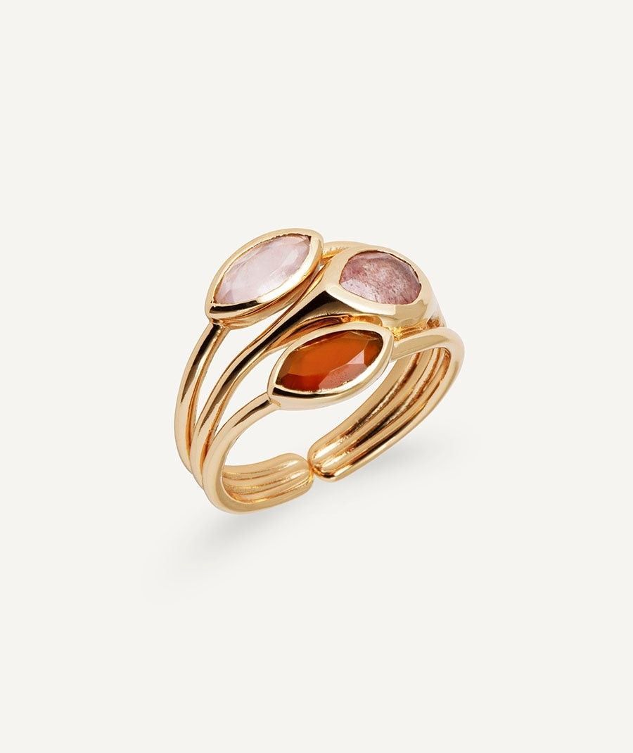 Anillo Terra con Cuarzo y Cornalina