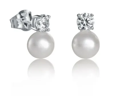 Pendientes Jewels de plata con circonita y perla fantasía