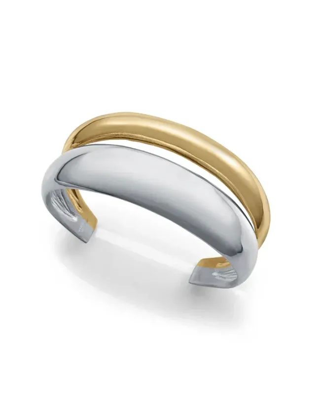 Pulsera de mujer de acero e Ip dorado rígida volumen