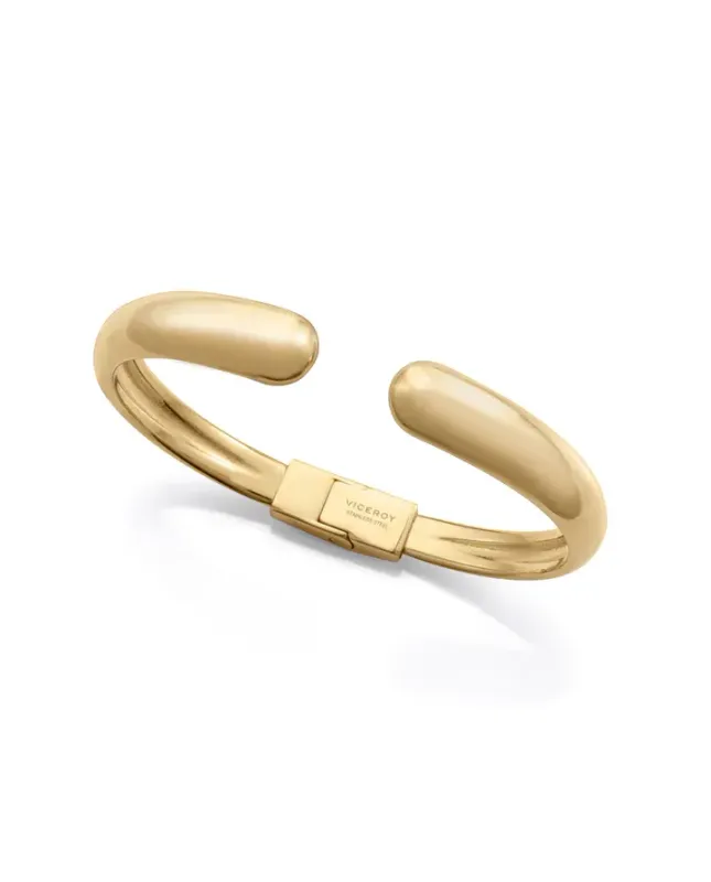 Pulsera de mujer de acero Ip dorado rígida con bisagra
