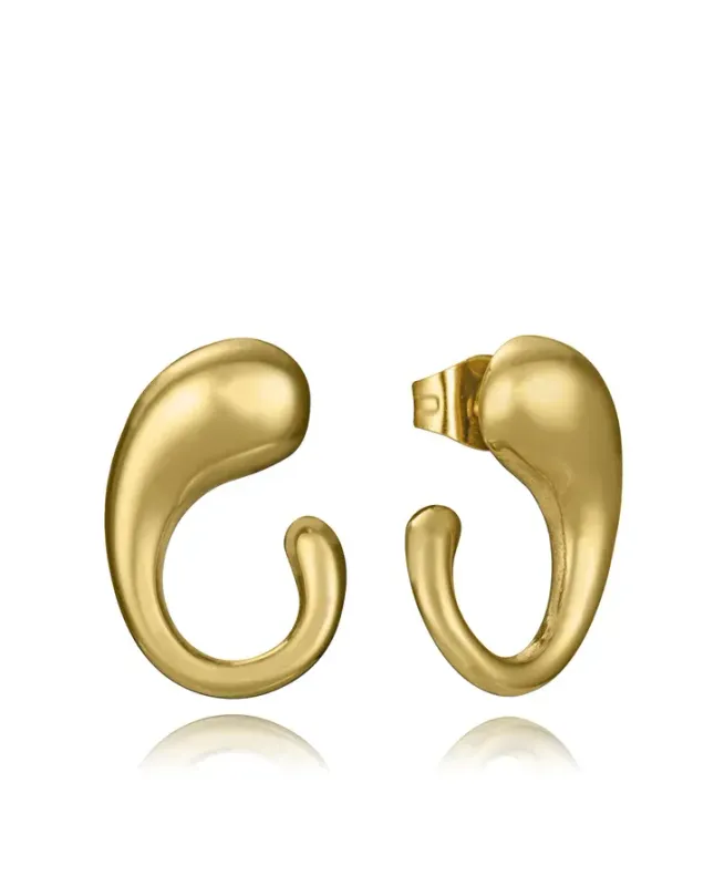 Pendientes de mujer de acero Ip dorado curvos