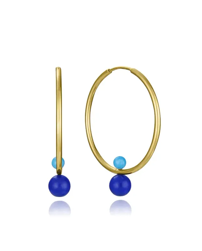 Pendientes de mujer de acero Ip dorado aro con piedras