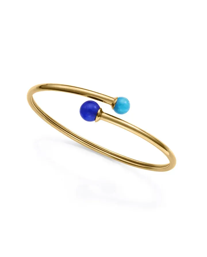 Pulsera de mujer de acero Ip dorado rígida abierta con piedras