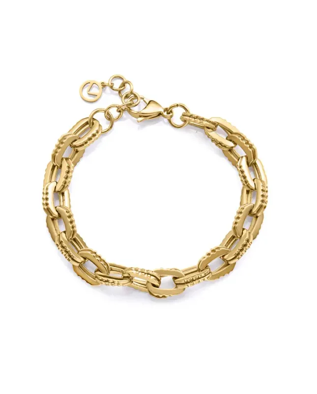 Pulsera de mujer de acero Ip dorado