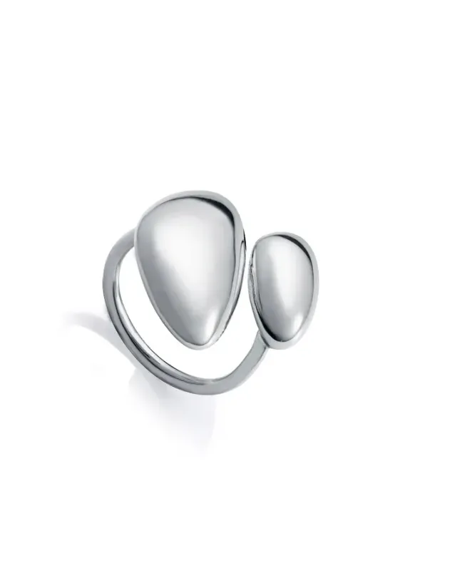 Anillo de mujer de acero volumen abierto