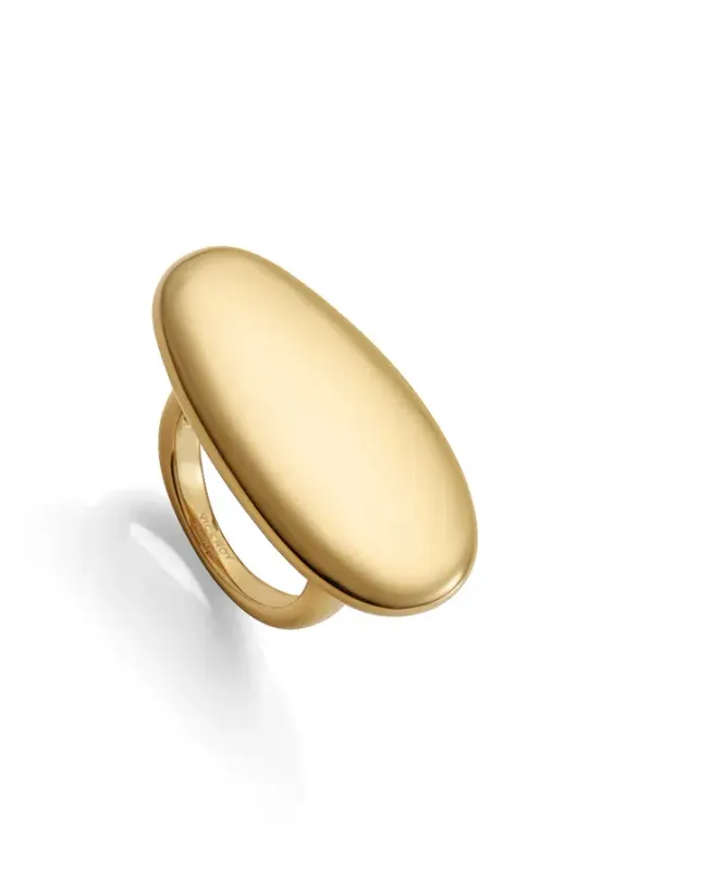 Anillo de mujer de acero Ip dorado plano