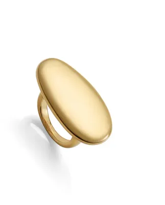 Anillo de mujer de acero Ip dorado plano