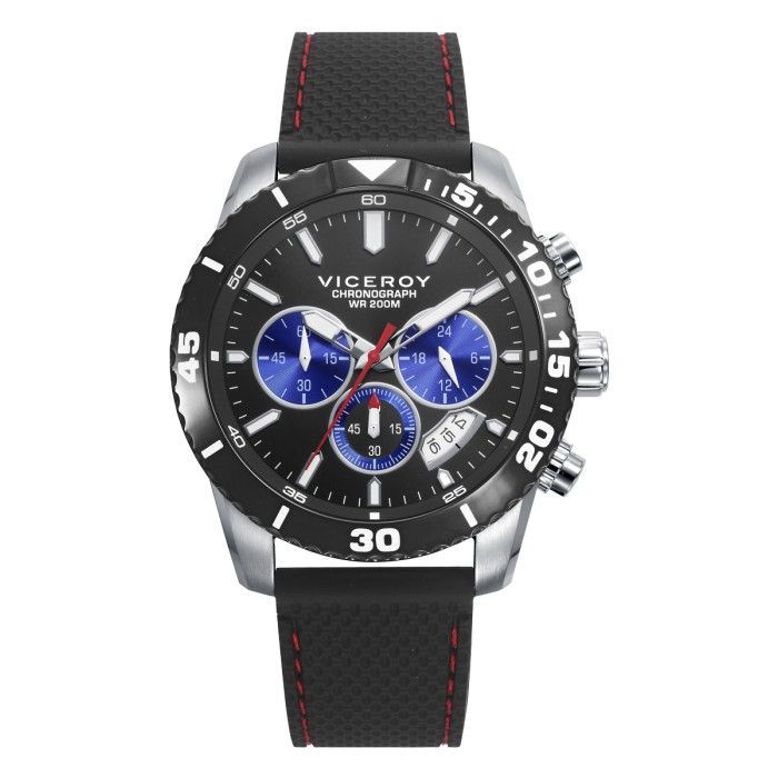 Reloj Viceroy Negro Acero y Piel, Cronógrafo Hombre